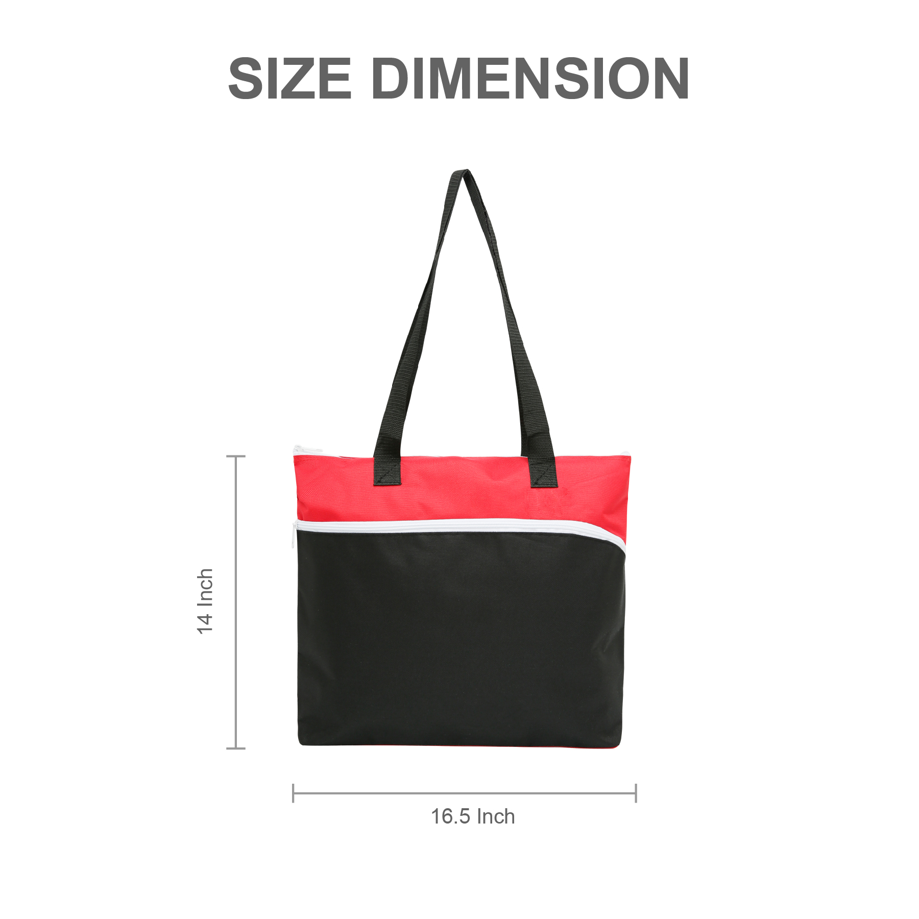 Two-Tone Large Front Zipper Tote