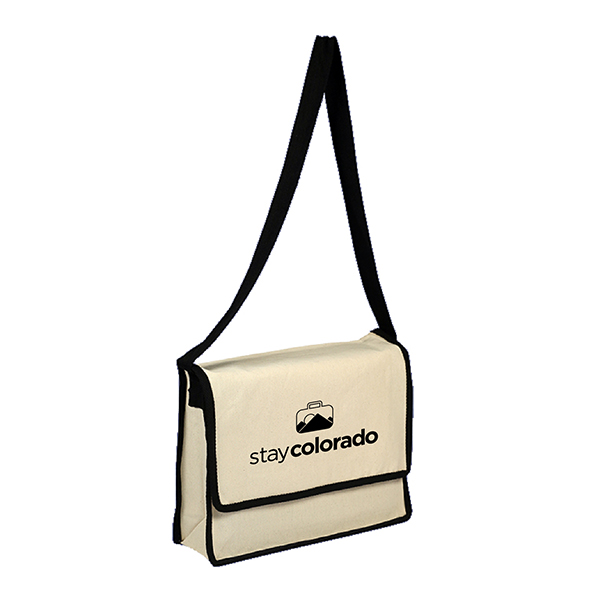 Canvas Massenger Bag With Colored Flap