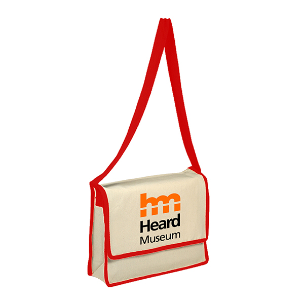 Canvas Massenger Bag With Colored Flap