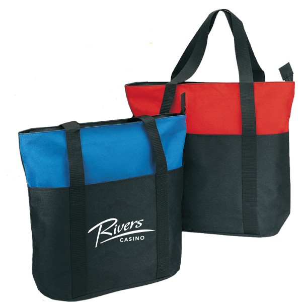 Two-Tone Poly Zippered Tote
