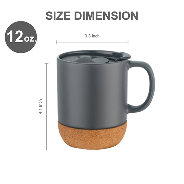 12 oz. Cork Base Ceramic Mug with Lid